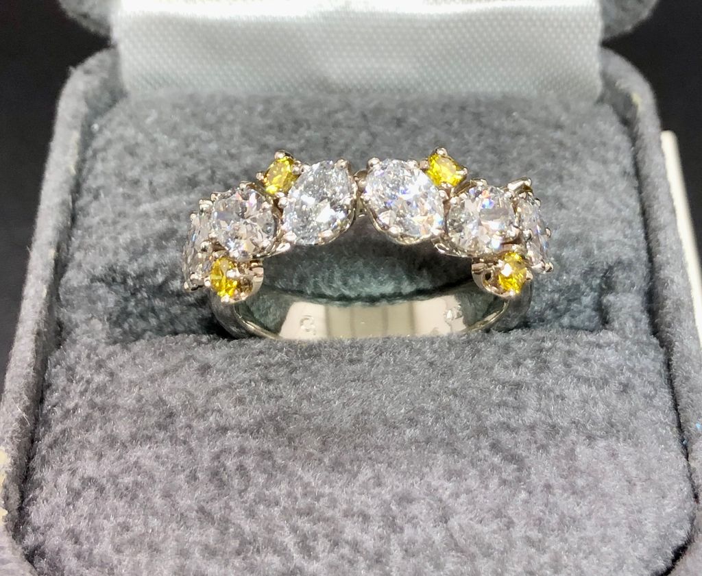 White and Fancy Yellow Diamonds set in 18K White G