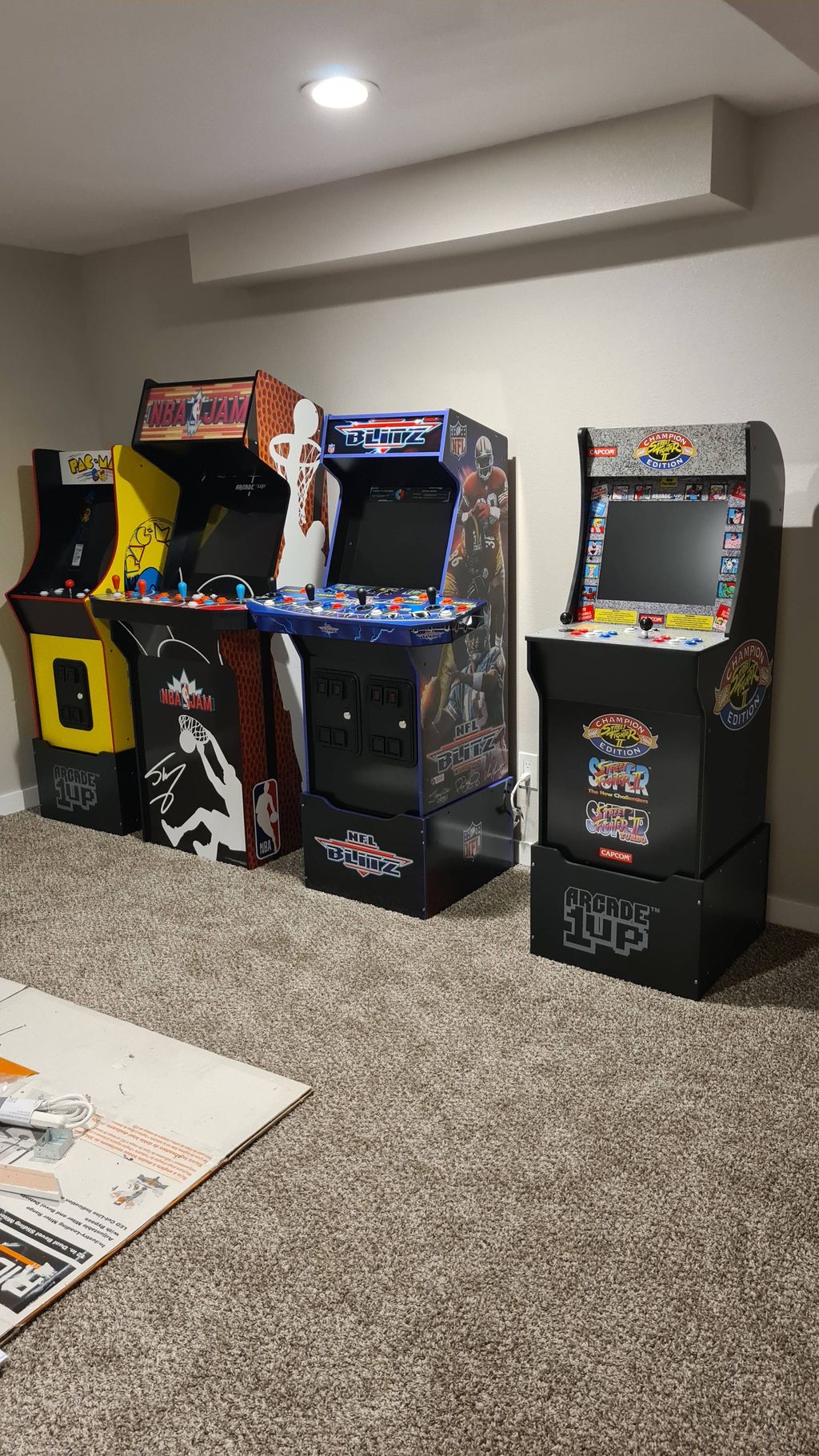 assembly of children's arcade machines