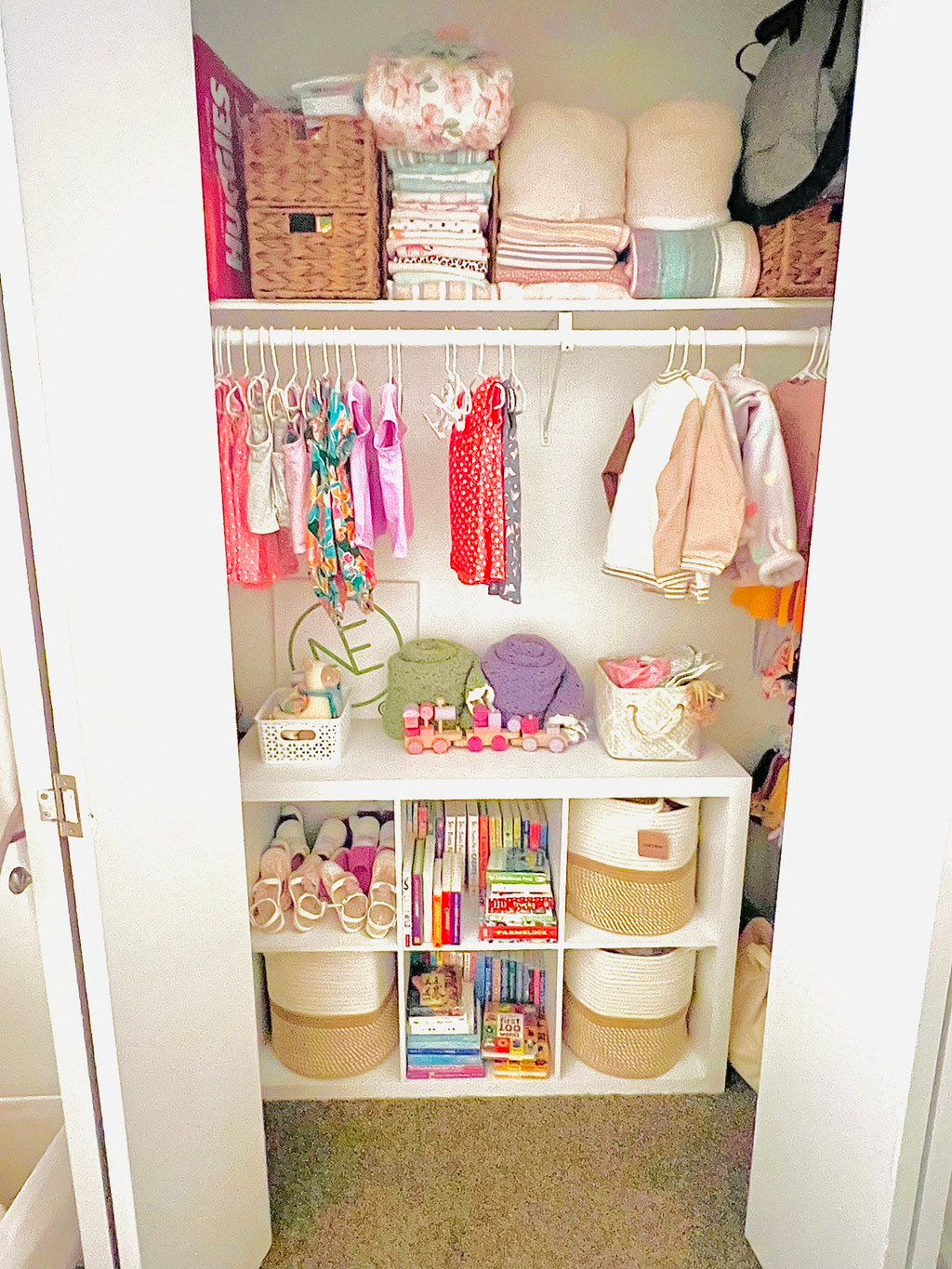 Twin baby girl closet, we had so much fun, staging
