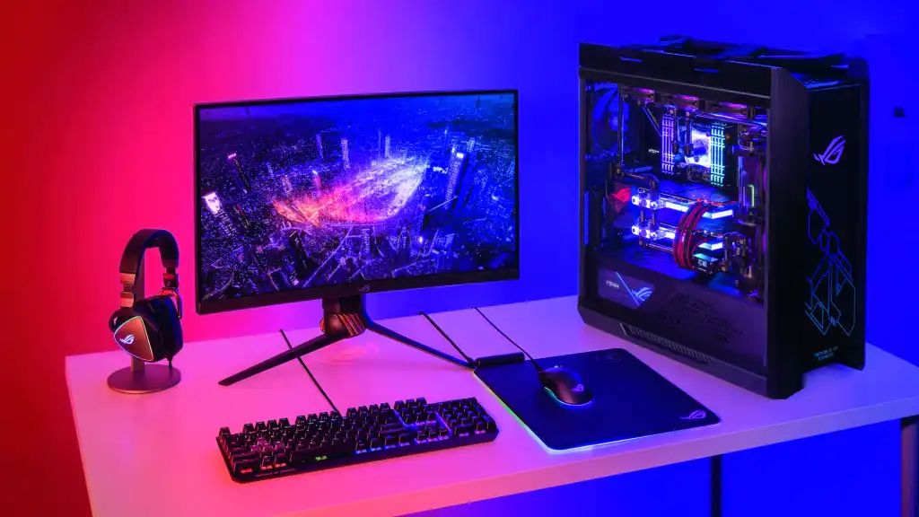 Custom ASUS gaming rig—RGB dialed, performance tun