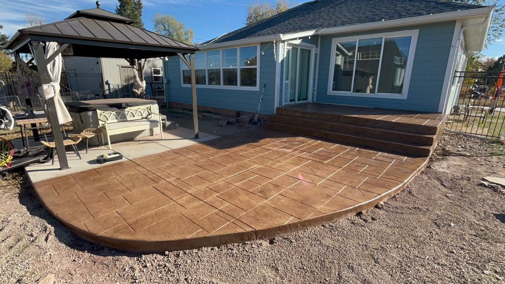 Stamped concrete patio and extension 