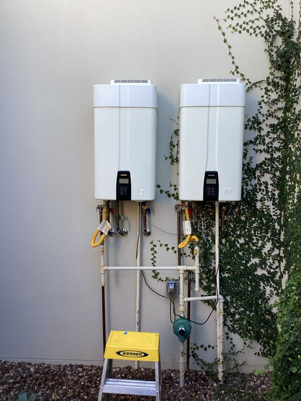 Outside install of tankless system working in tand