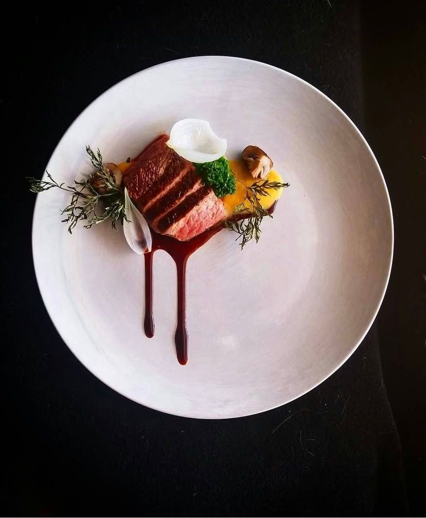 Bison NY Strip/ Butternut Puree/ White wine Poache