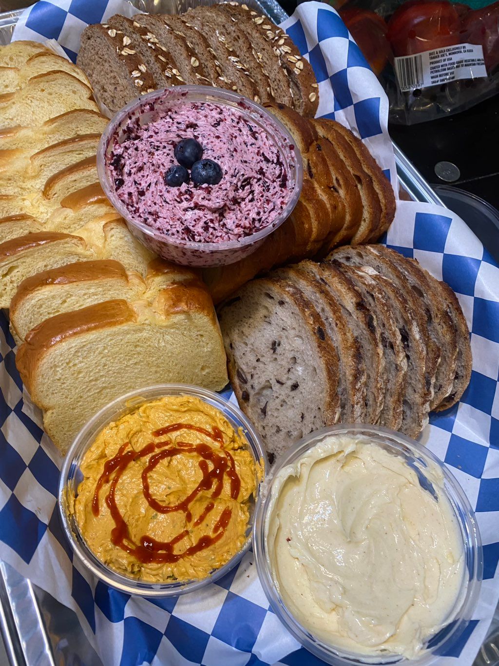 Assorted bread with homemade  flavored butter