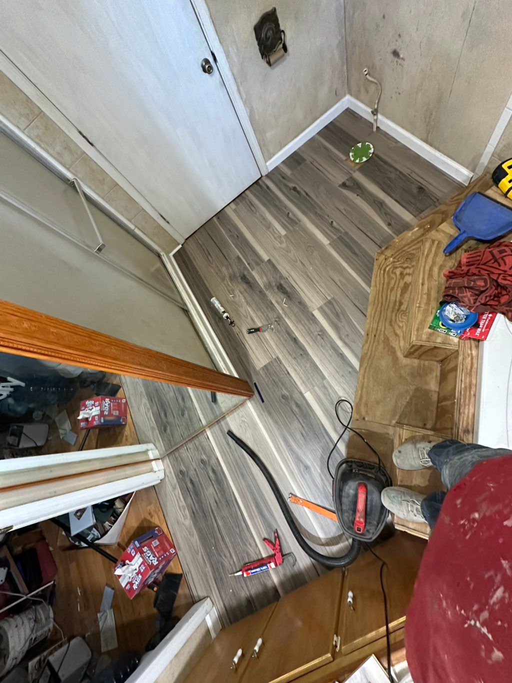 Bathroom floor remodel. Had to replace some subflo