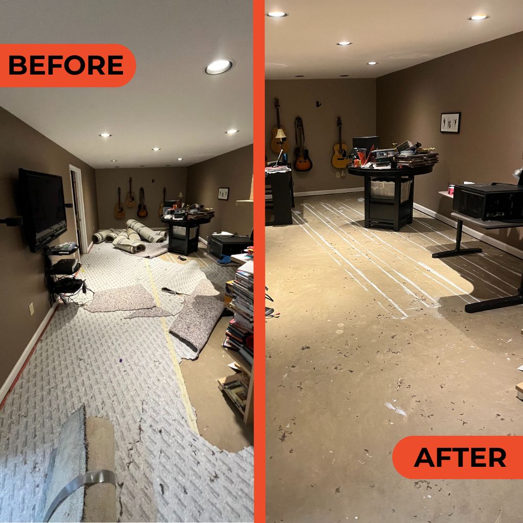 Before-and-after of a basement cleanout in Cincinn
