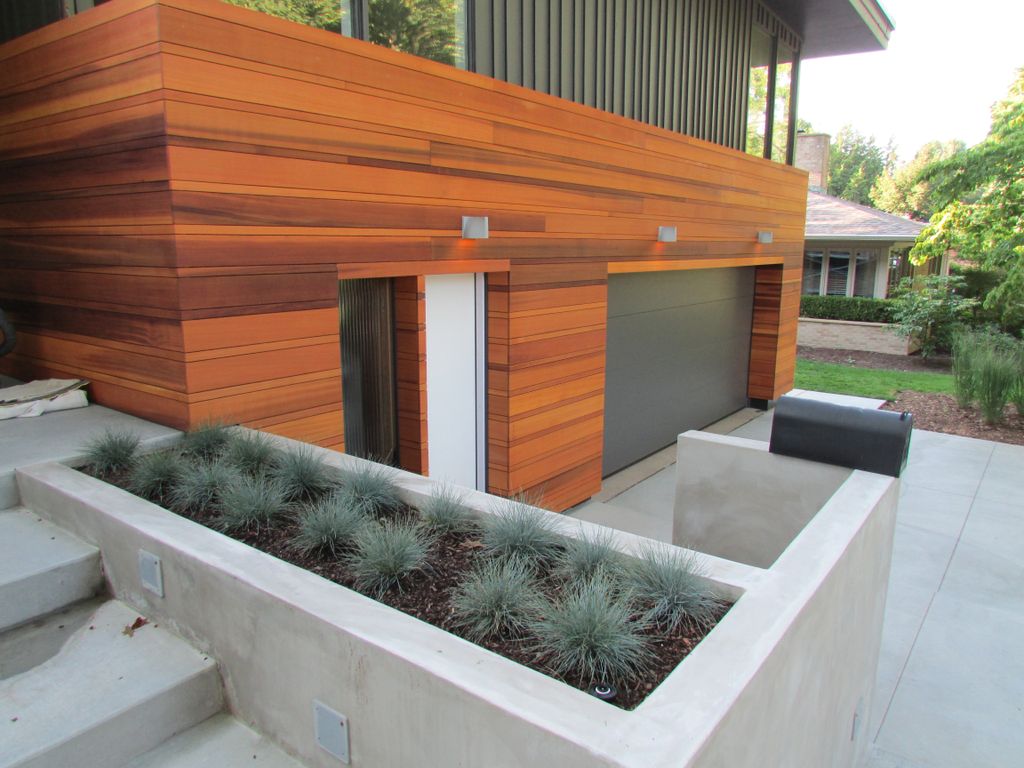 Custom wrapped wood facade.