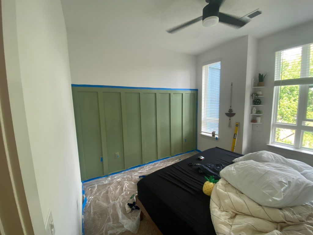 Board and batten accent wall in progress. 