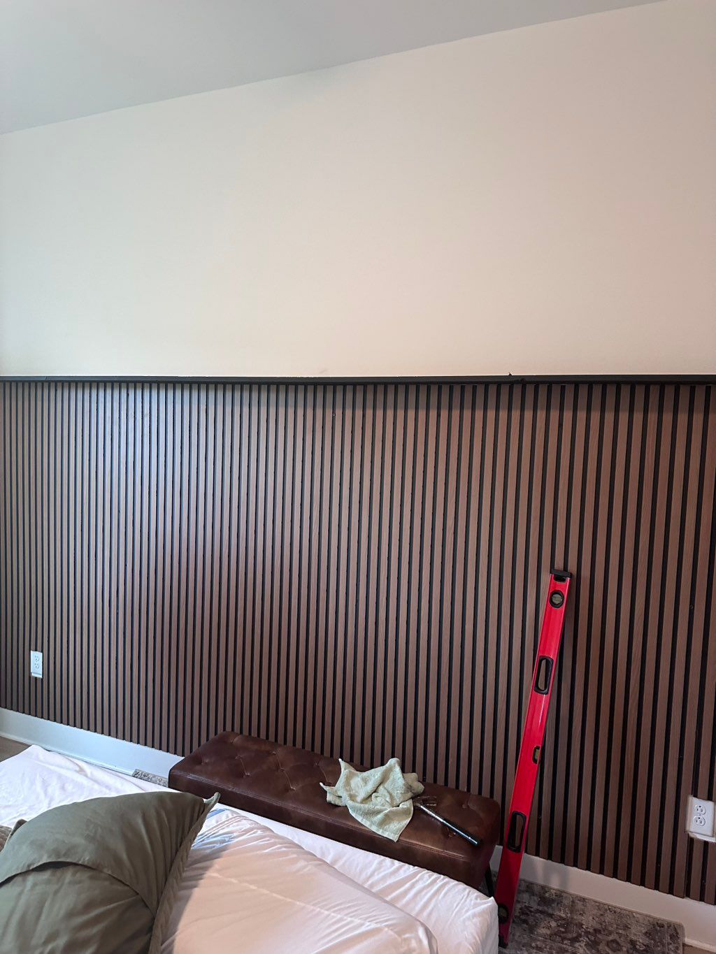 Slat accent wall. 