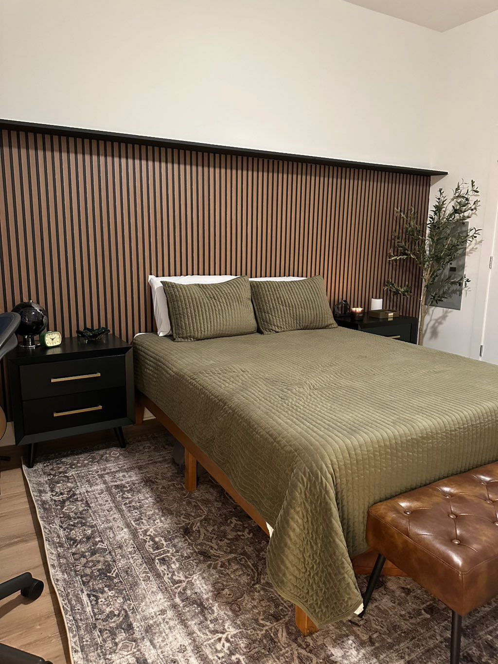 Accent slat wall with shelf. 