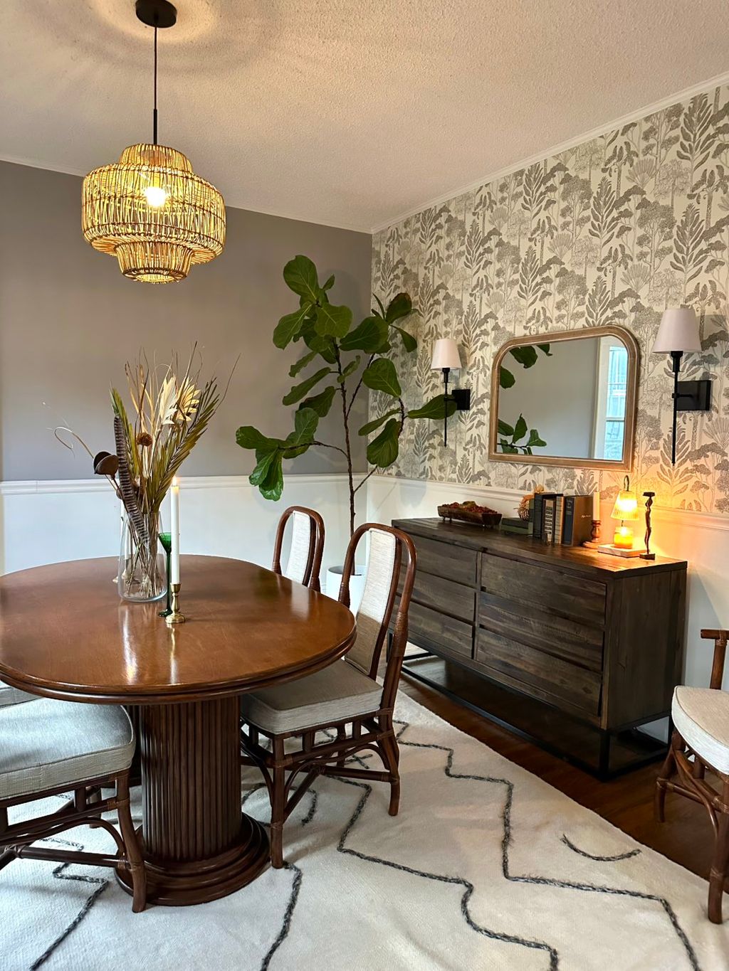 Wallpaper install as accent wall. 