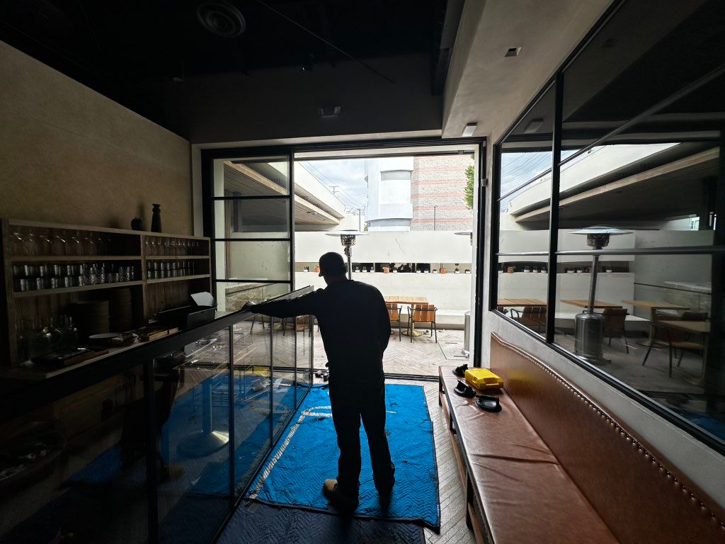 Custom Steel Multi slider doors install