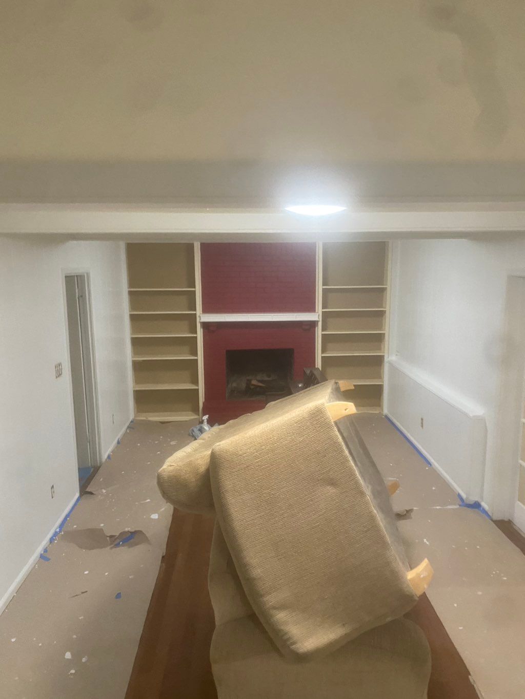 Entertainment room painted white 