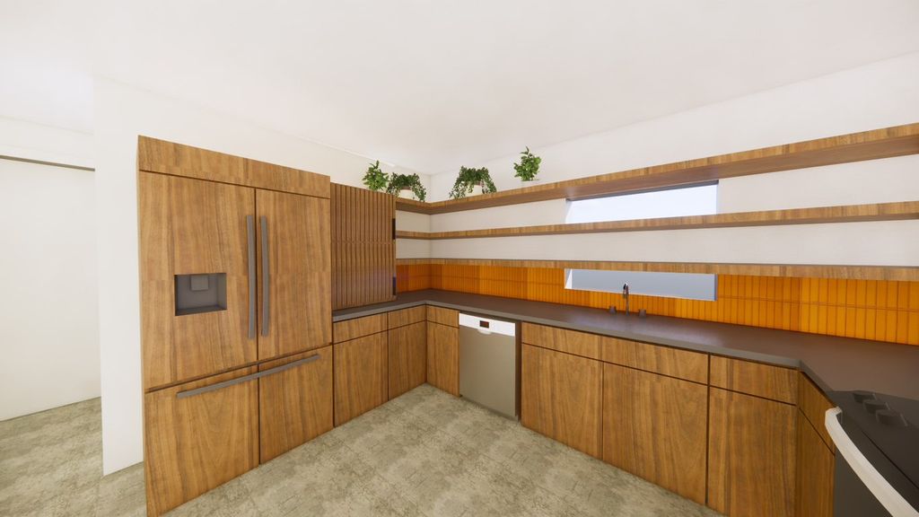 Kitchen Rendering - Warm study 