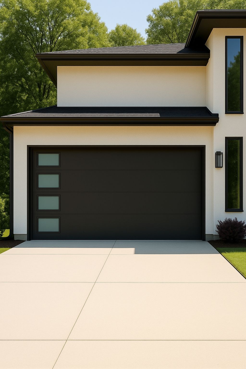 Modern garage door installation, clean and seamles
