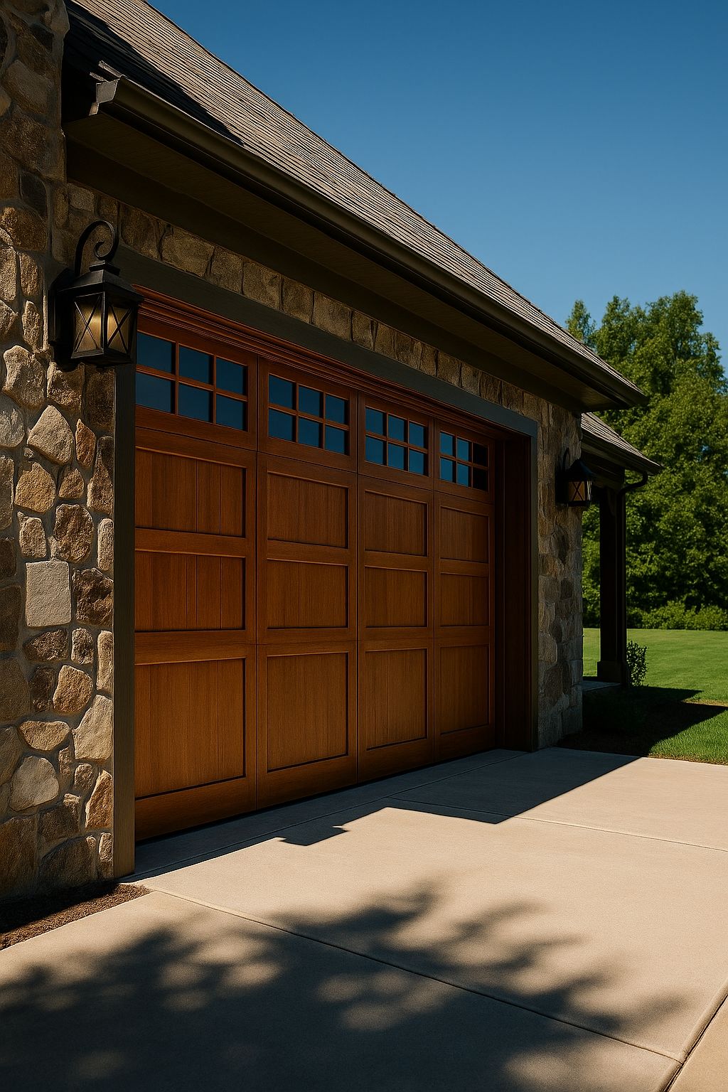 Real wood overlay garage door for a luxury handcra
