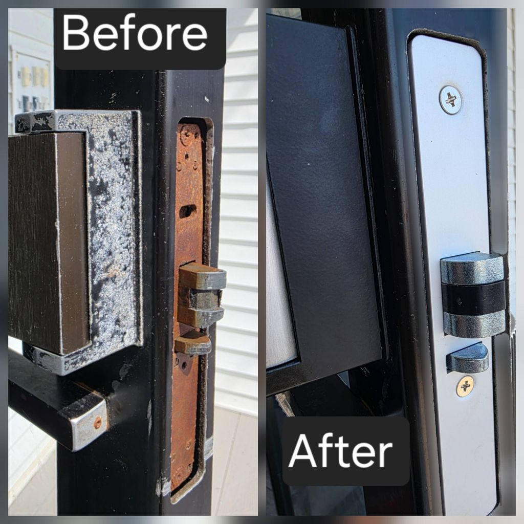 Removed a rusted push paddle mechanism and install