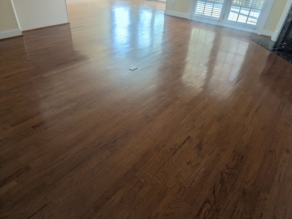 Hardwood floor top scrub in recoat