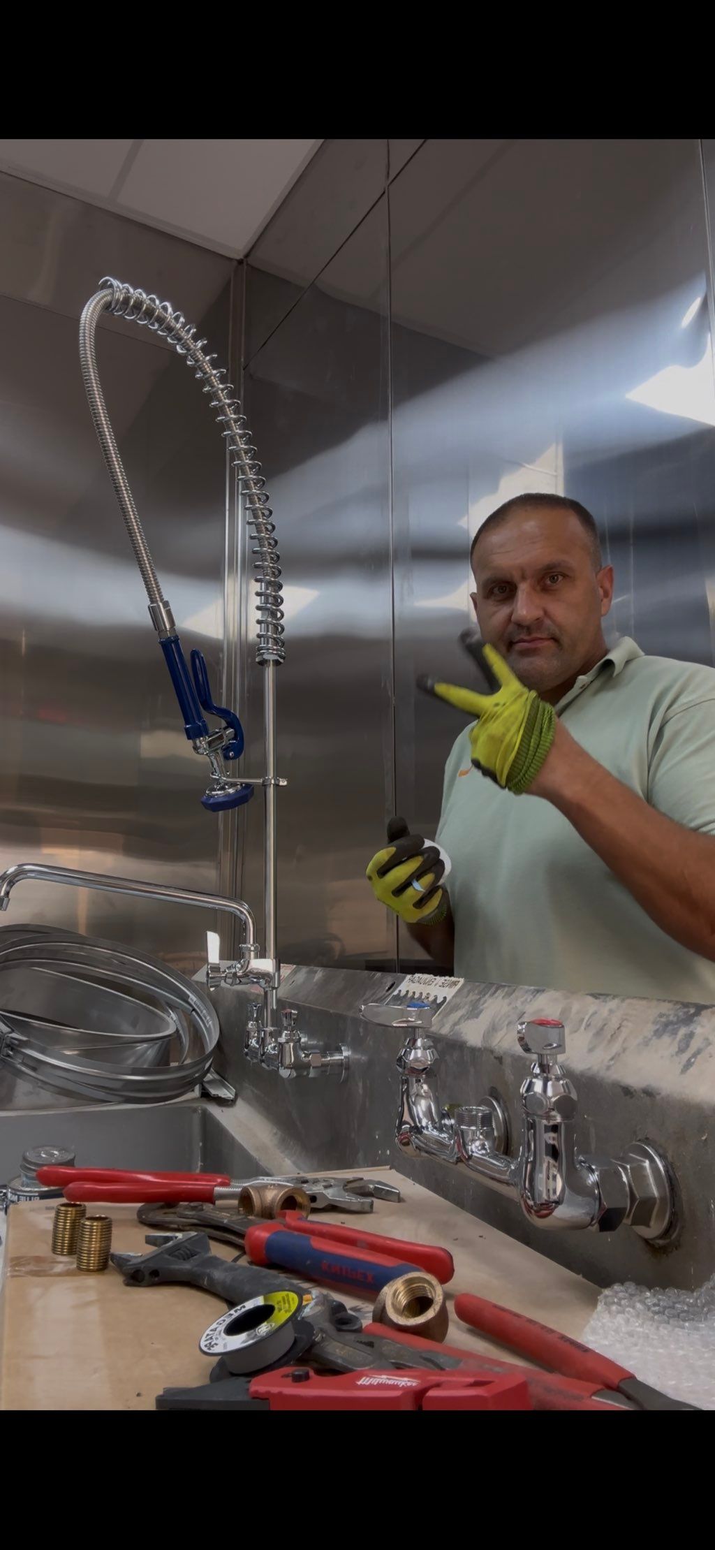 Commercial sink faucet installation