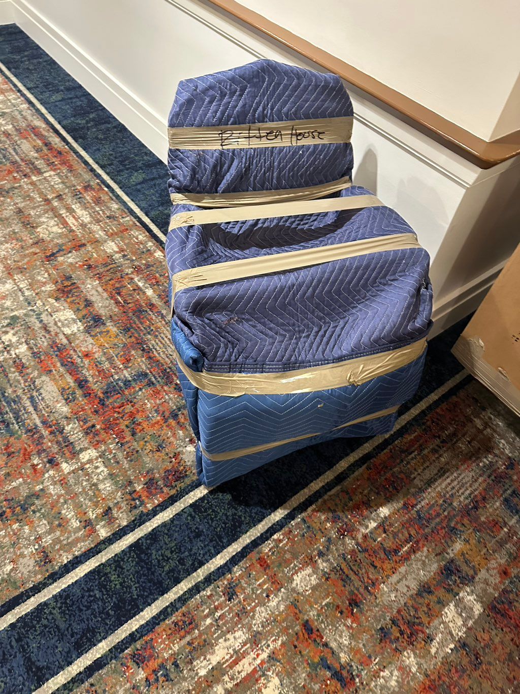 Sentimental-value arm chair professionally wrapped