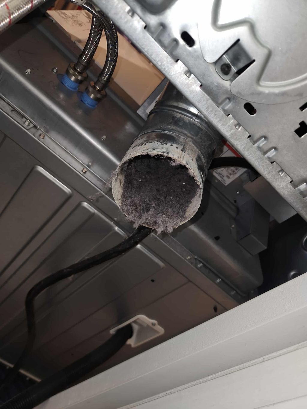 This clog was caused by a dryer vent hose crushed 