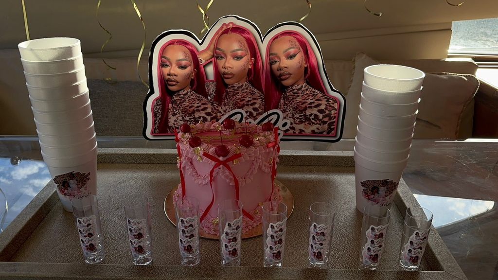 Custom foam cups, shot cups, cutout sign and cake!