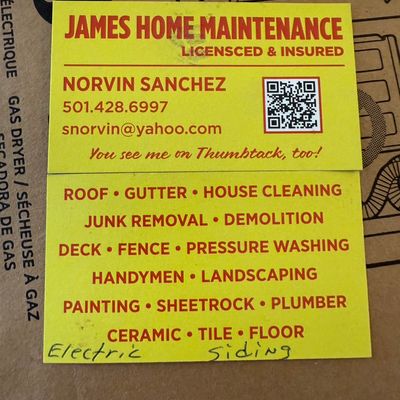 Avatar for James home maintenance; Handyman house cleaning