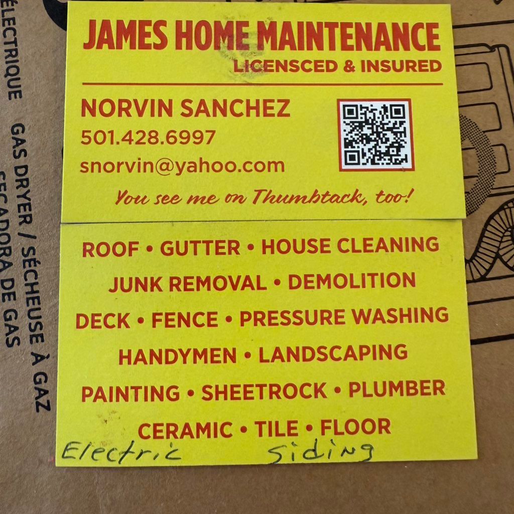 James home maintenance; Handyman house cleaning