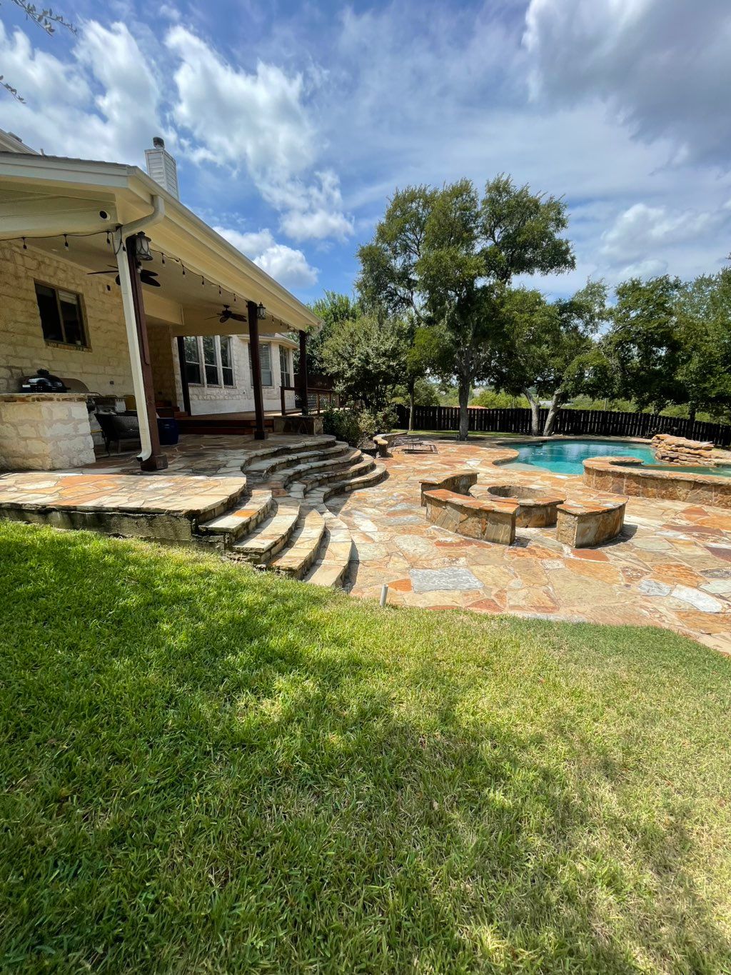 Oklahoma flag stones patio project 