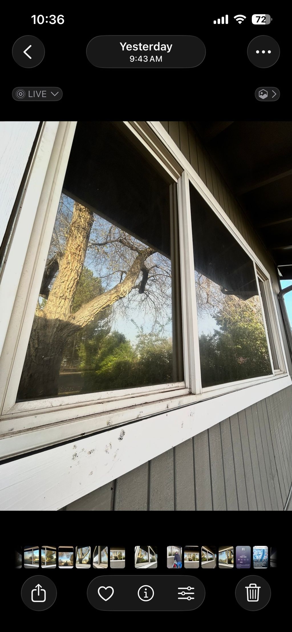 Before - baked-on calcium deposits and sprinkler m