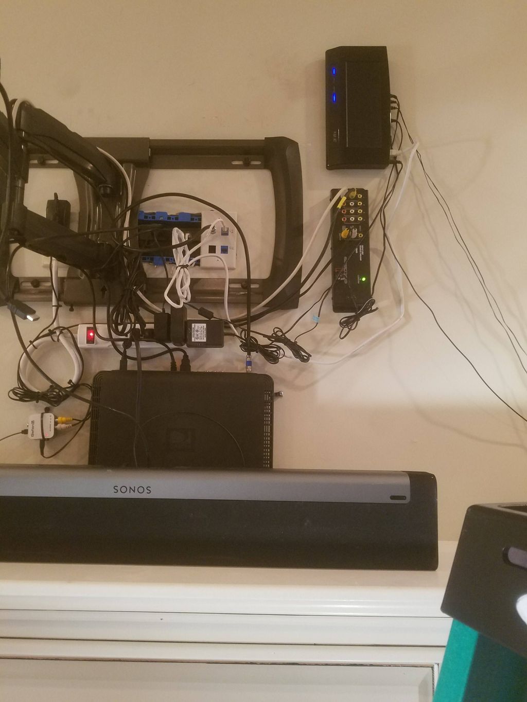 hiding connections behind tv/digital sign
