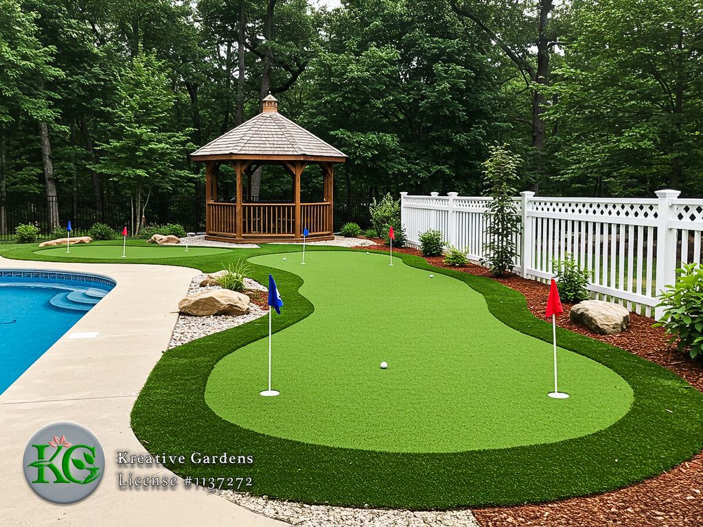 Beautiful backyard putting green near the San Bern