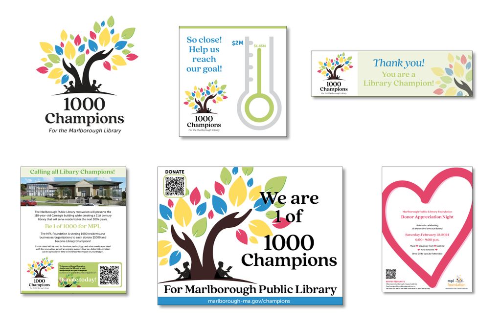 Marlborough Public Library 1000 Champions Logo, Ma