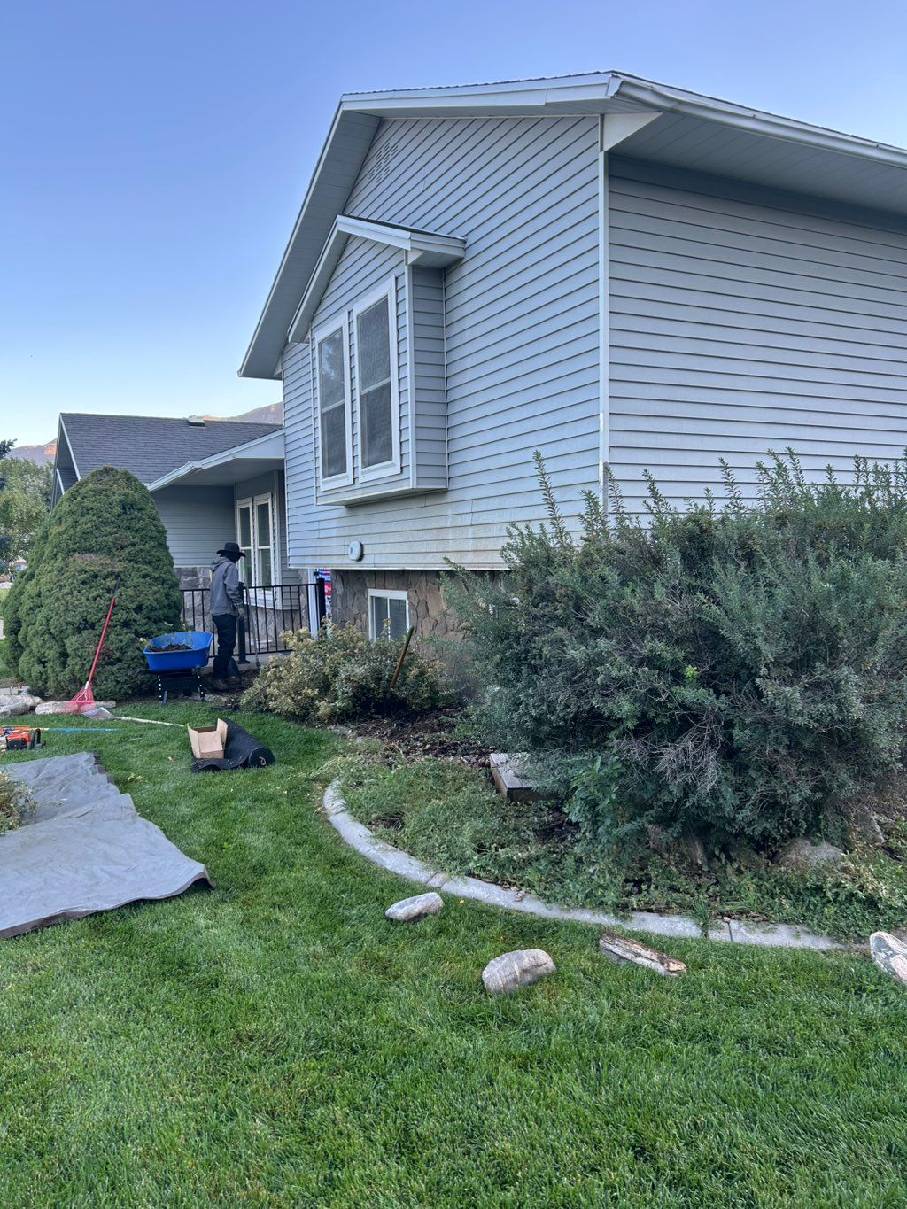 Flower bed remodel before work photo. 