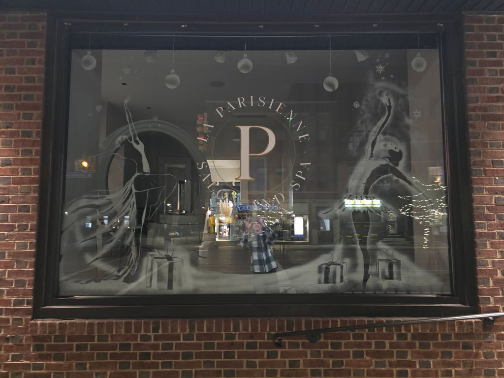 snow spray window art