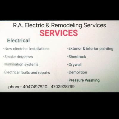 Avatar for R.A. Electric & Home Remodeling Services