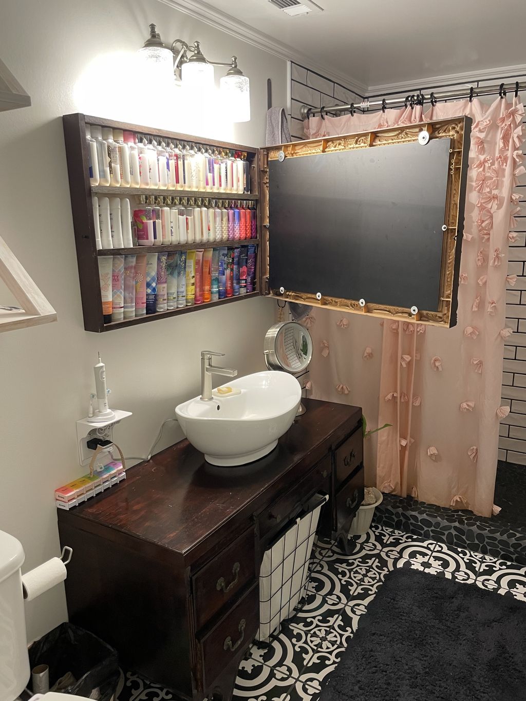 Bathroom Remodel with Storage and Vintage Sink