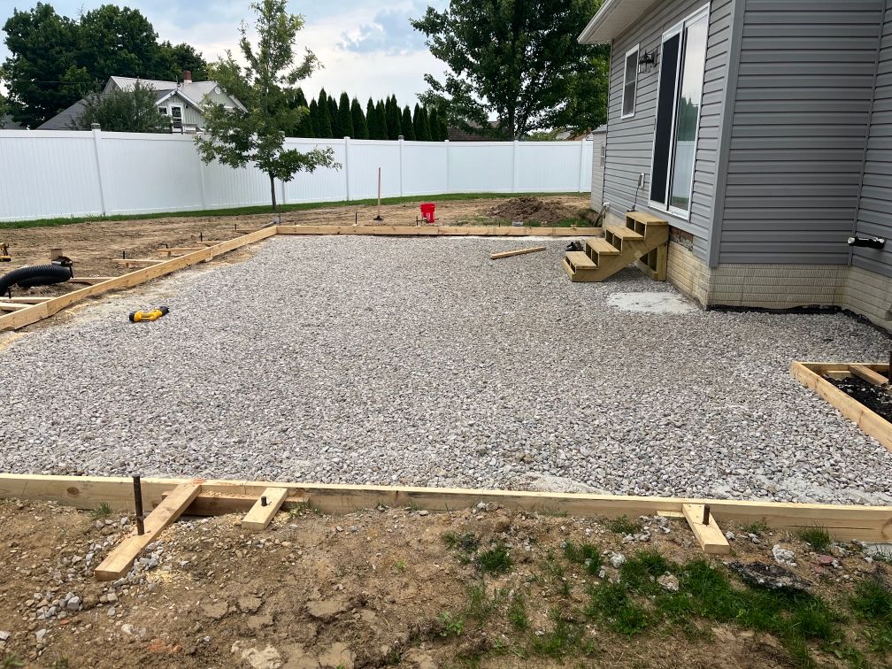 before new stamped concrete patio. 