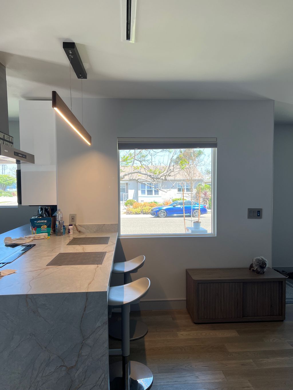 Installed hanging LED light