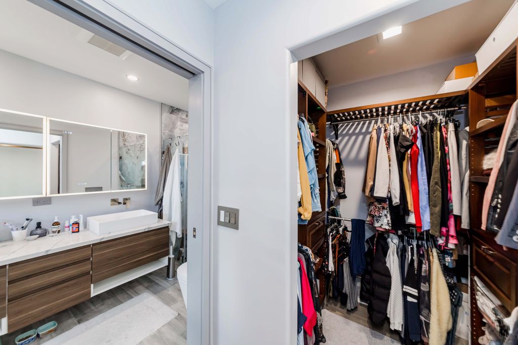 Installed closet shelving + organizer