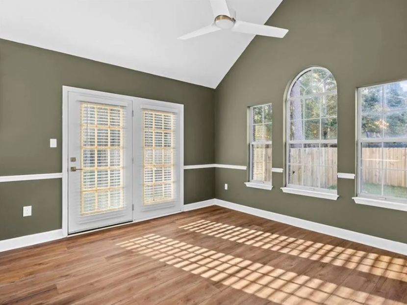 Cast Iron wall paint, fresh white trim, and new LV