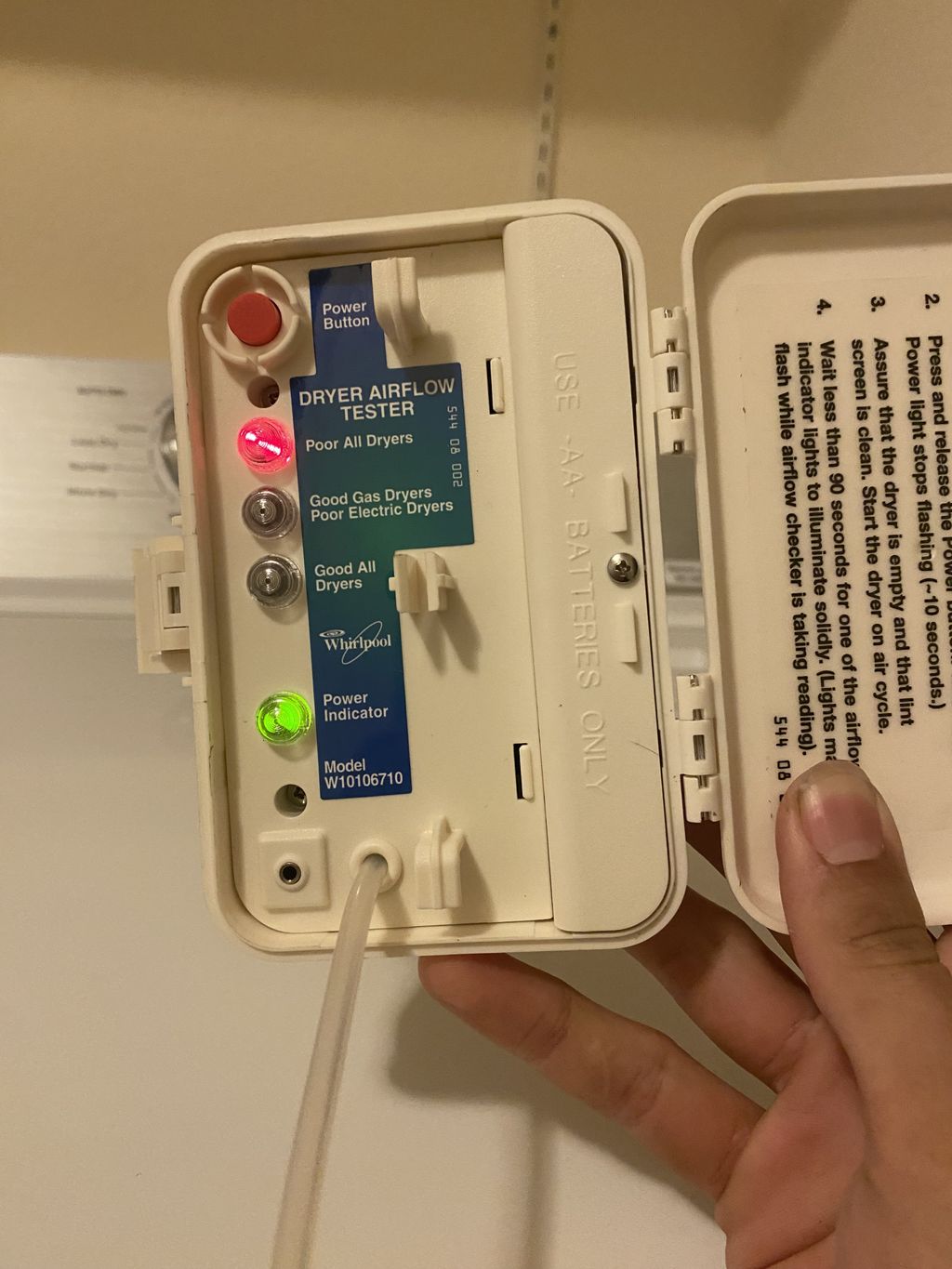 Dryer air flow testing