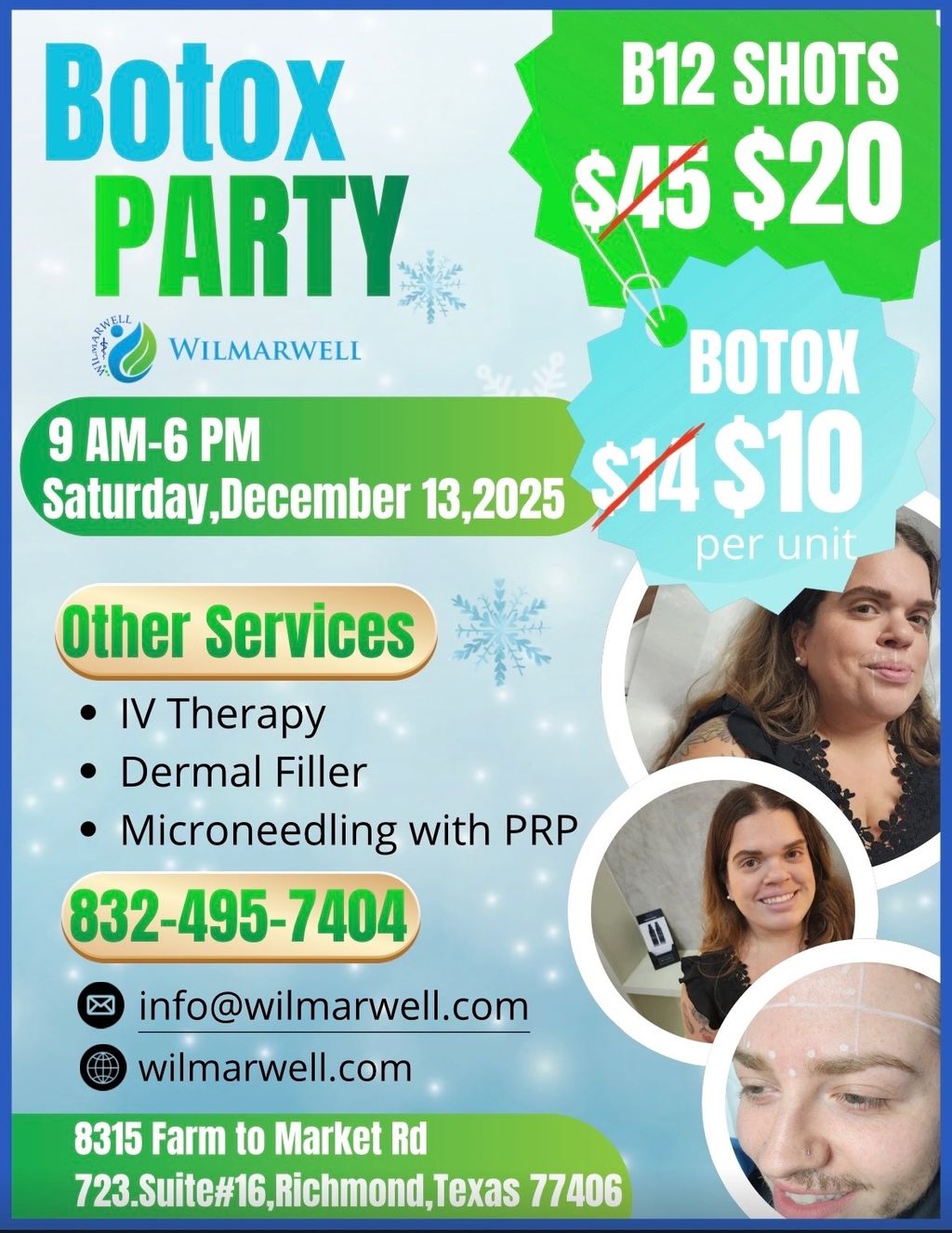 BOTOX PARTY ON $10 PER UNIT  and B12 to help boost