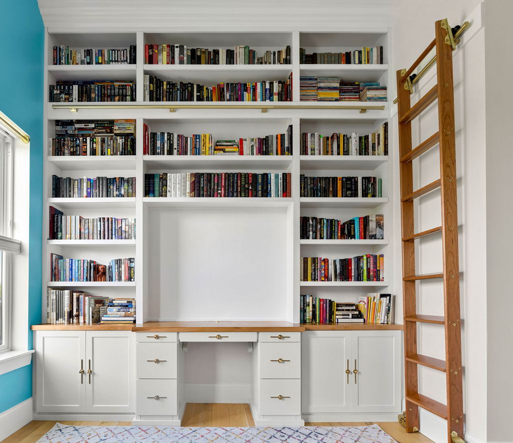 Desk Wall Unit with Custom Ladder