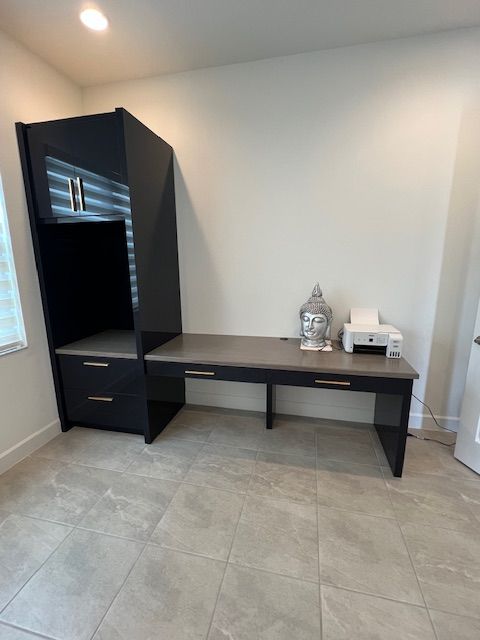 custom work desk installed