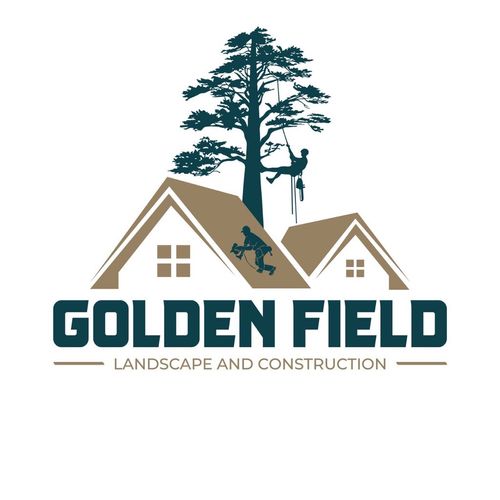 Golden field landscape & construction